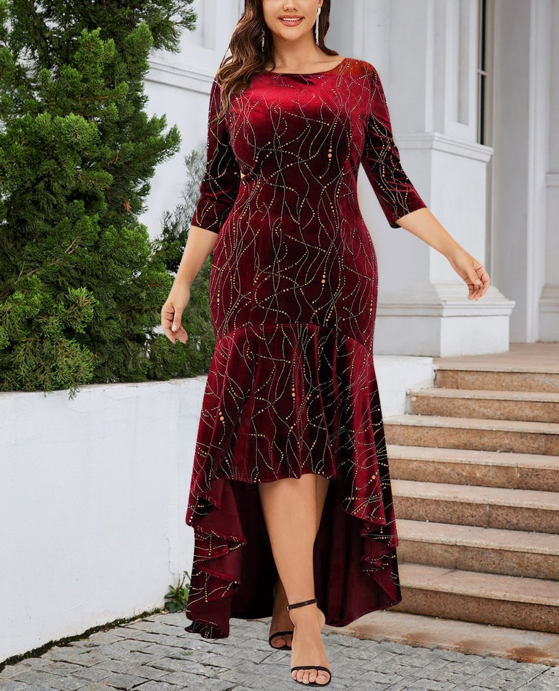 Ruffle Hem High-Low Dress